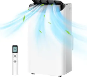 12000 BTU Portable Air Conditioners for Room up to 500 sq.ft, 3-IN-1 Quiet Cooling Portable AC Unit with Fan & Dehumidifier Function, 24H Timer Sleep Mode, Remote Control & Windows Kit Included