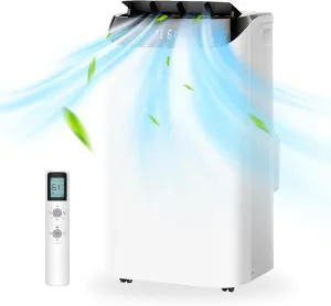 14000 Btu Portable Air Conditioner, 3-IN-1 Free Standing Cooling Portable AC Unit with Fan & Dehumidifier Function, Remote Control & 24H Timer, Quiet Sleep Mode, Windows Kit Included