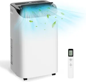 14,000 BTU Portable Air Conditioner Cools Up to 700 Sq.Ft, 3-IN-1 Energy Efficient Portable AC Unit with Remote Control & Installation Kits for Large Room, Campervan, Office, Temporary Space
