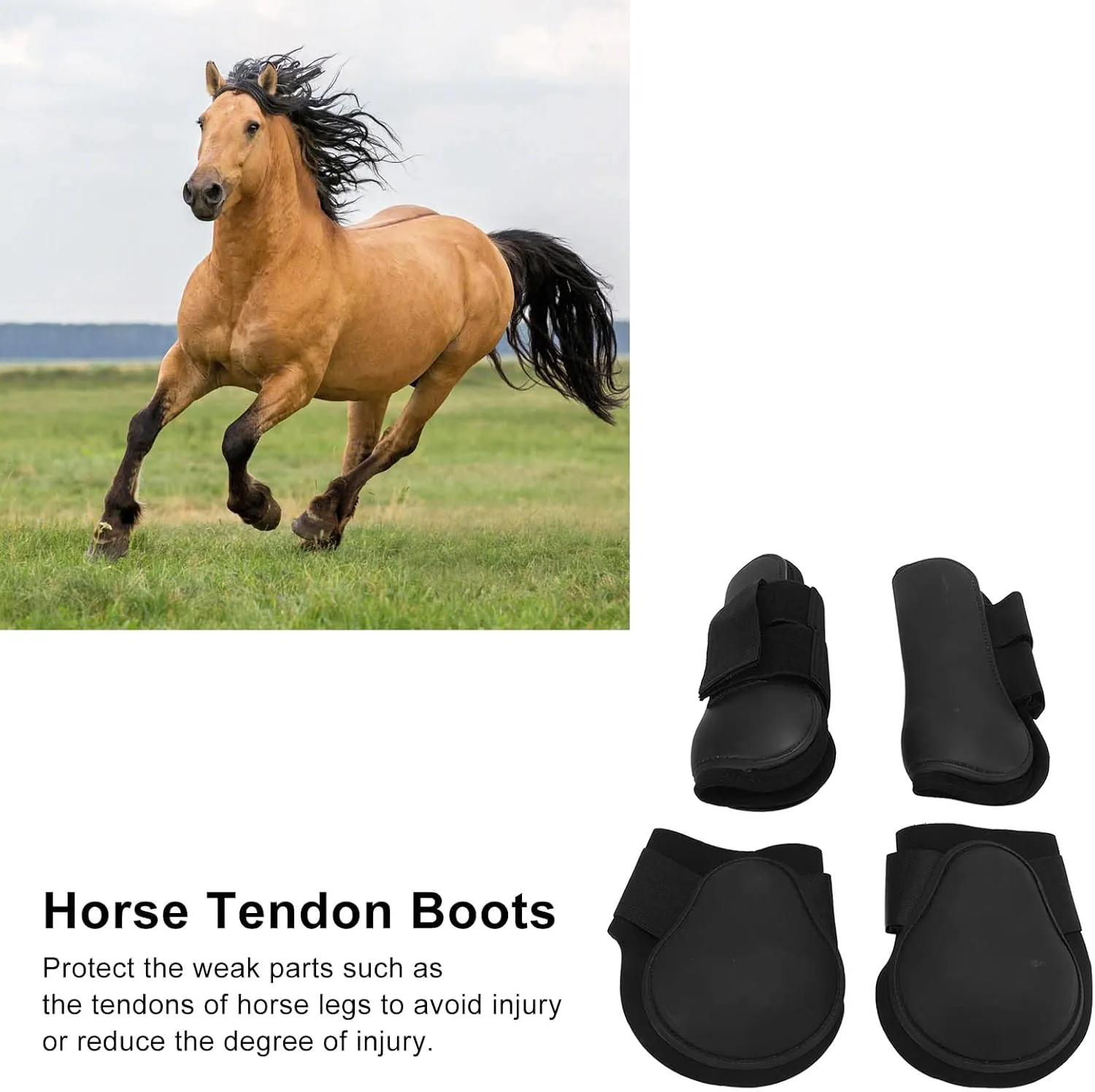 4Pcs Horse Tendon Boots, Horse Boots Leg Wraps Protector Front Hind Legs Guard Neoprene Horse Support Legs Protection Gears for Jumping, Trail Riding Equestrian Equipment