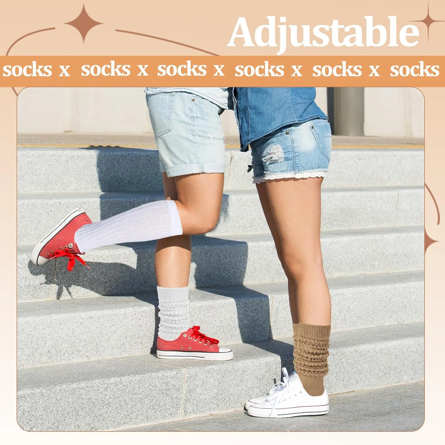 6 Pairs Slouch Socks for Women Extra Long Knee High Scrunch Slouchy Socks Soft Boot Stacked Socks for Women Girls