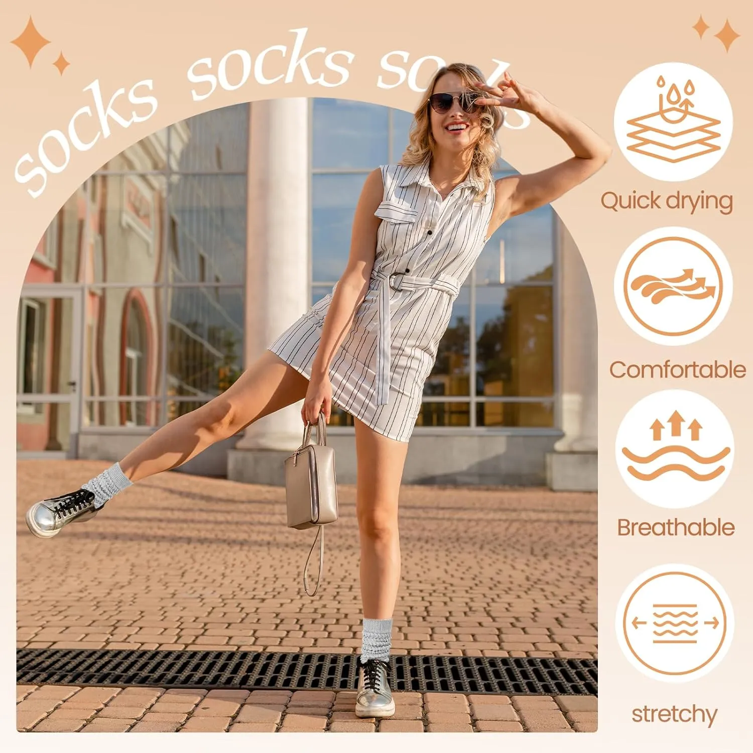 6 Pairs Slouch Socks for Women Extra Long Knee High Scrunch Slouchy Socks Soft Boot Stacked Socks for Women Girls