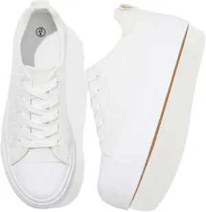 Adokoo Women's Platform Sneakers Corduroy White Sneakers Shoes for Women Black Low Top Lace Up Casual Fashion Walking Shoes
