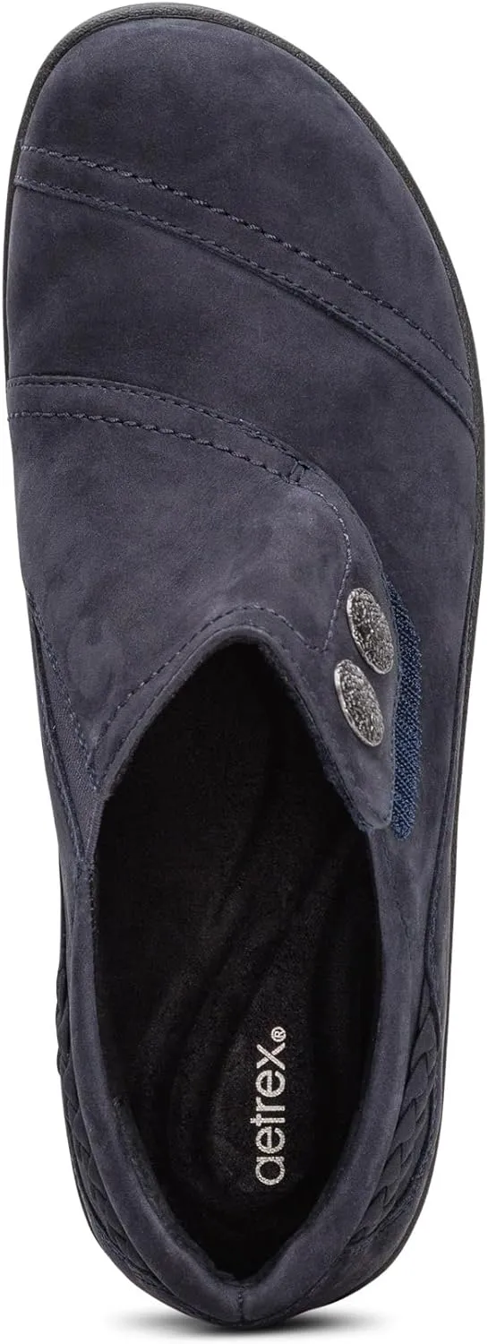 Aetrex Women's Karina Orthopedic Arch Support Monk Strap Shoes Loafers for Women- Leather Slip On Shoes Plantar Fasciitis Shoes Women