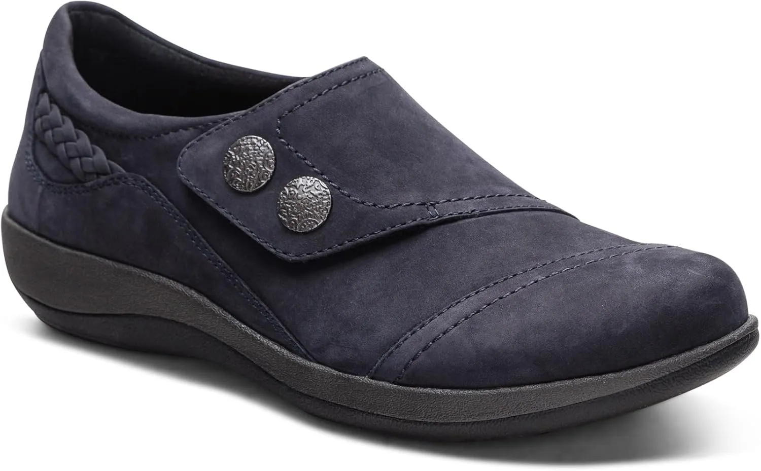 Aetrex Women's Karina Orthopedic Arch Support Monk Strap Shoes Loafers for Women- Leather Slip On Shoes Plantar Fasciitis Shoes Women