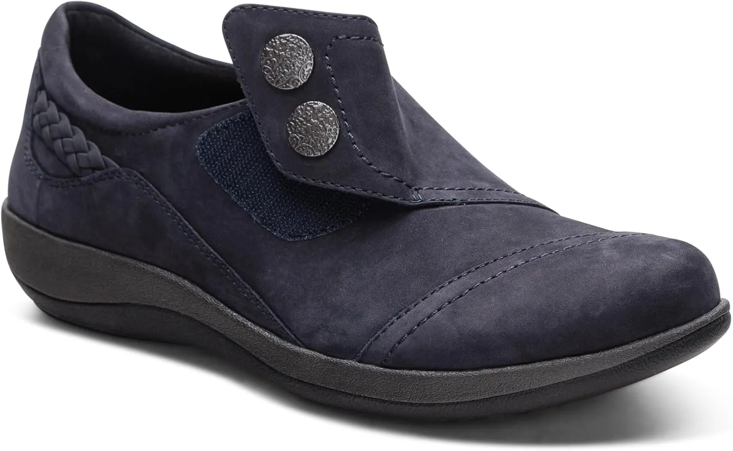 Aetrex Women's Karina Orthopedic Arch Support Monk Strap Shoes Loafers for Women- Leather Slip On Shoes Plantar Fasciitis Shoes Women