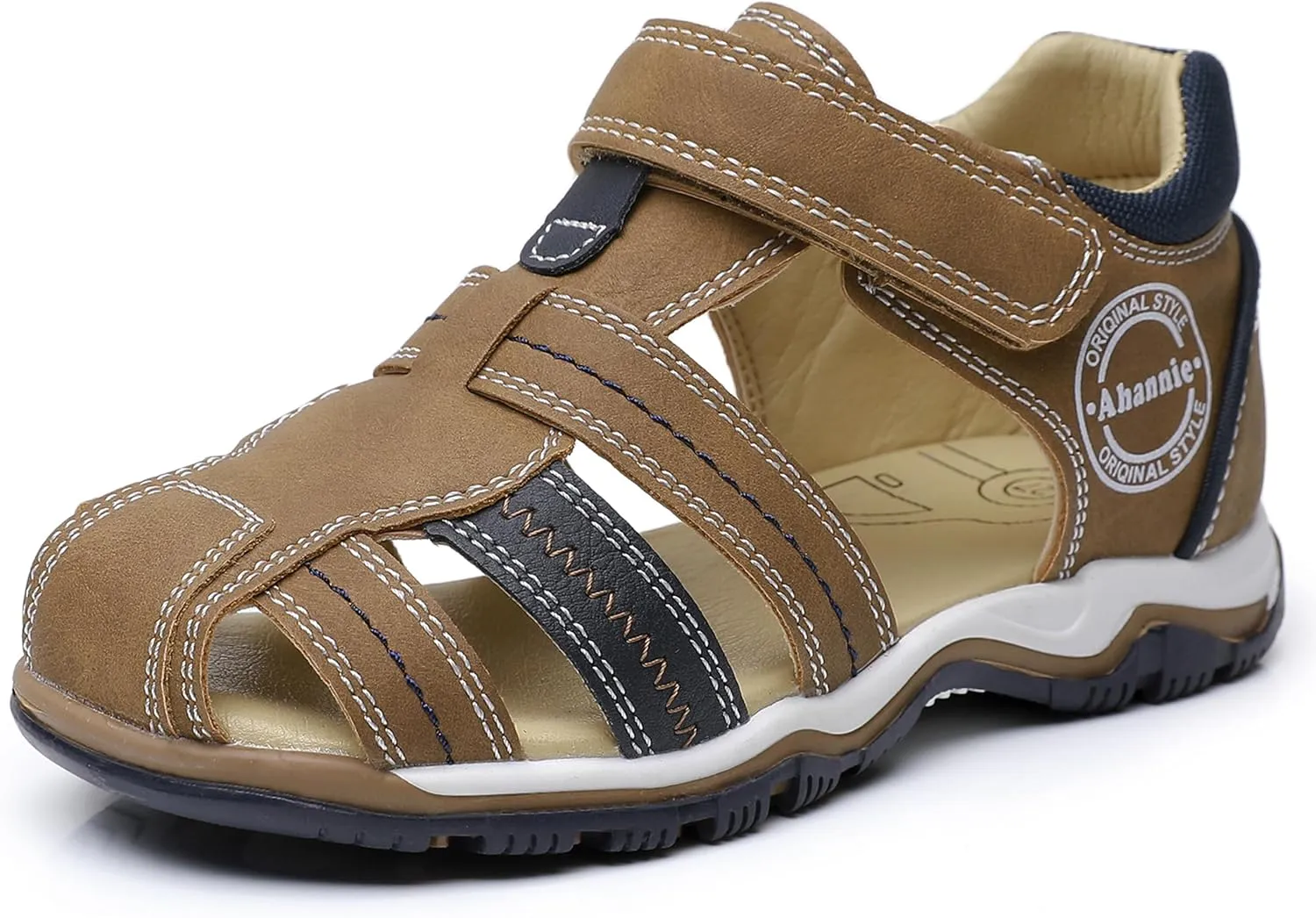 Ahannie Boys Girls Sandals for Toddler & Little Kids Closed Toe Summer Shoes with Hook Loop