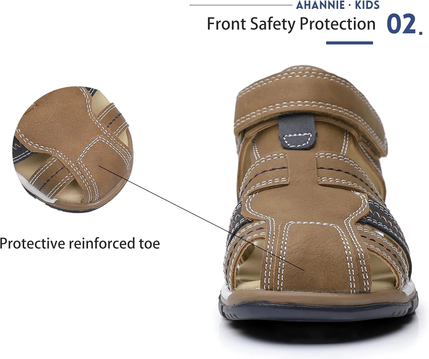 Ahannie Boys Girls Sandals for Toddler & Little Kids Closed Toe Summer Shoes with Hook Loop
