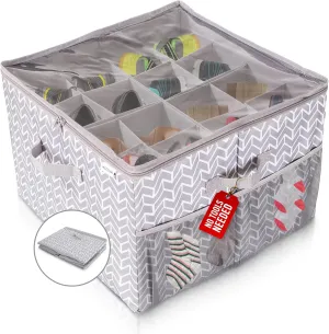 ALCOVA Shoe Organizer for Closet, Sandal Organizer with Mesh Pocket, Shoe Storage Box w/Adjustable Dividers, and Clear Lid Cover, Organizador de Zapatos, Shoe Storage Closet Fits up to 8-16 Pairs