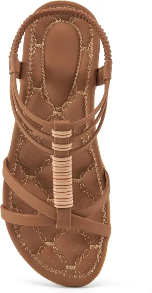 Alicegana Womens Sandals Summer Dressy Gladiator Flat Comfortable Walking Shoes Non Slip Casual Beach Ladies Sandal