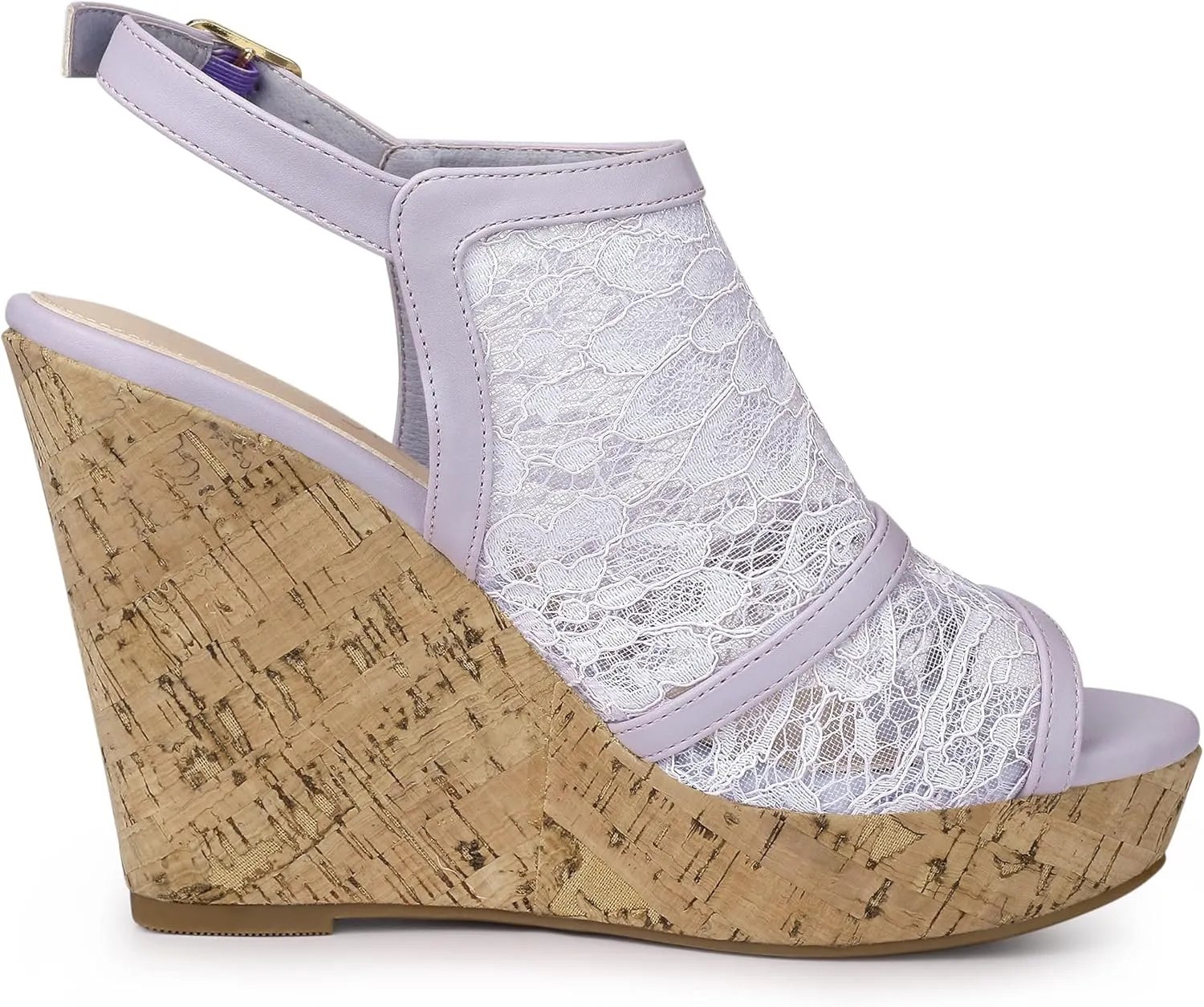 Allegra K Women's Open Toe Platform Heel Lace Wedges Sandals
