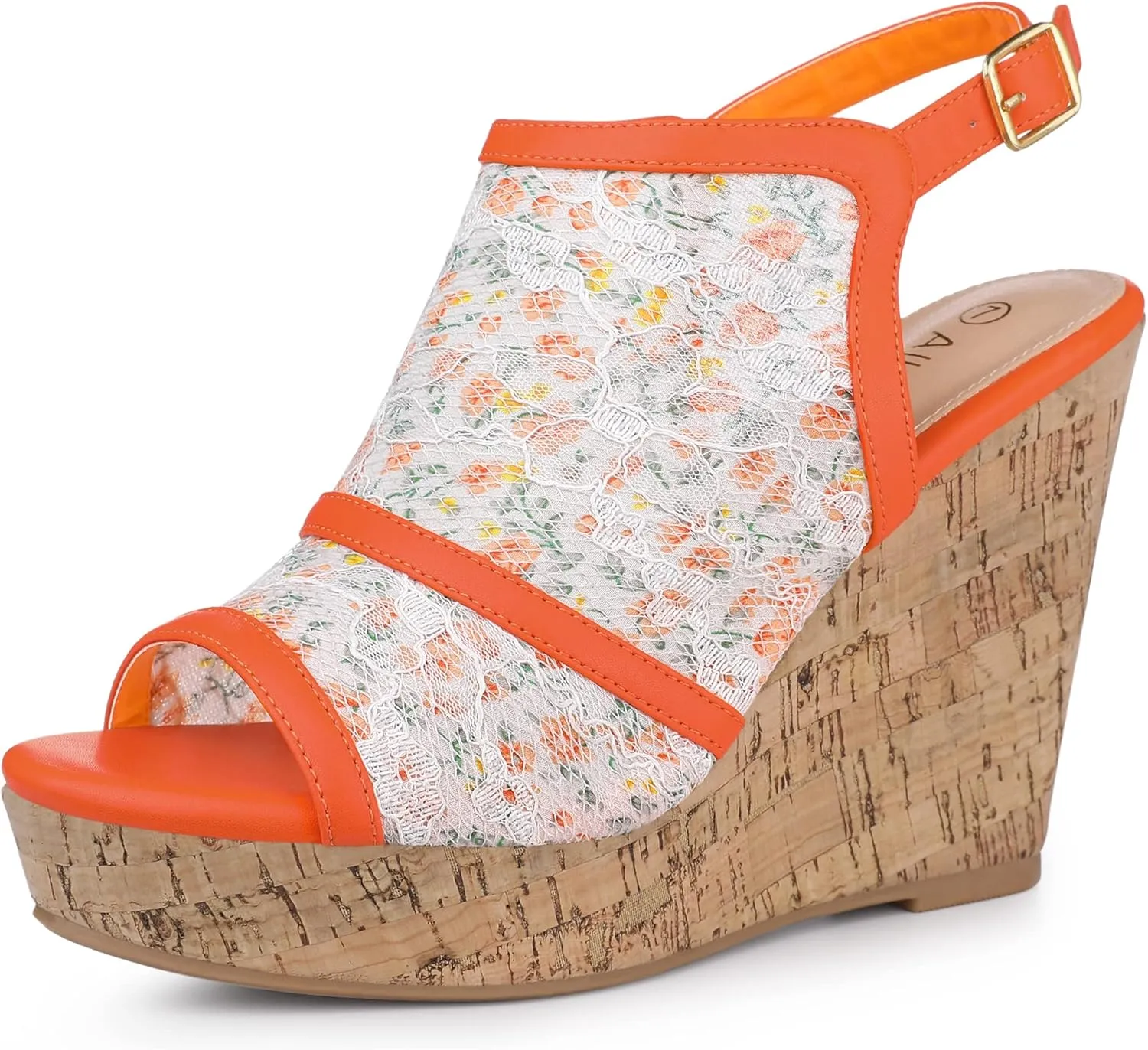Allegra K Women's Open Toe Platform Heel Lace Wedges Sandals