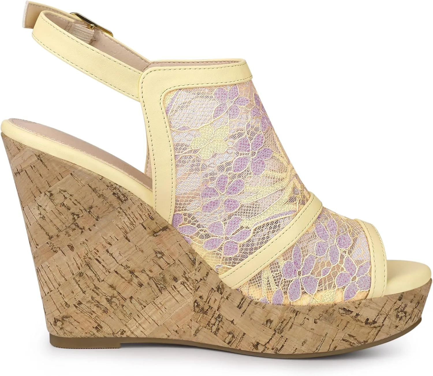 Allegra K Women's Open Toe Platform Heel Lace Wedges Sandals