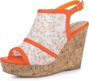 Allegra K Women's Open Toe Platform Heel Lace Wedges Sandals