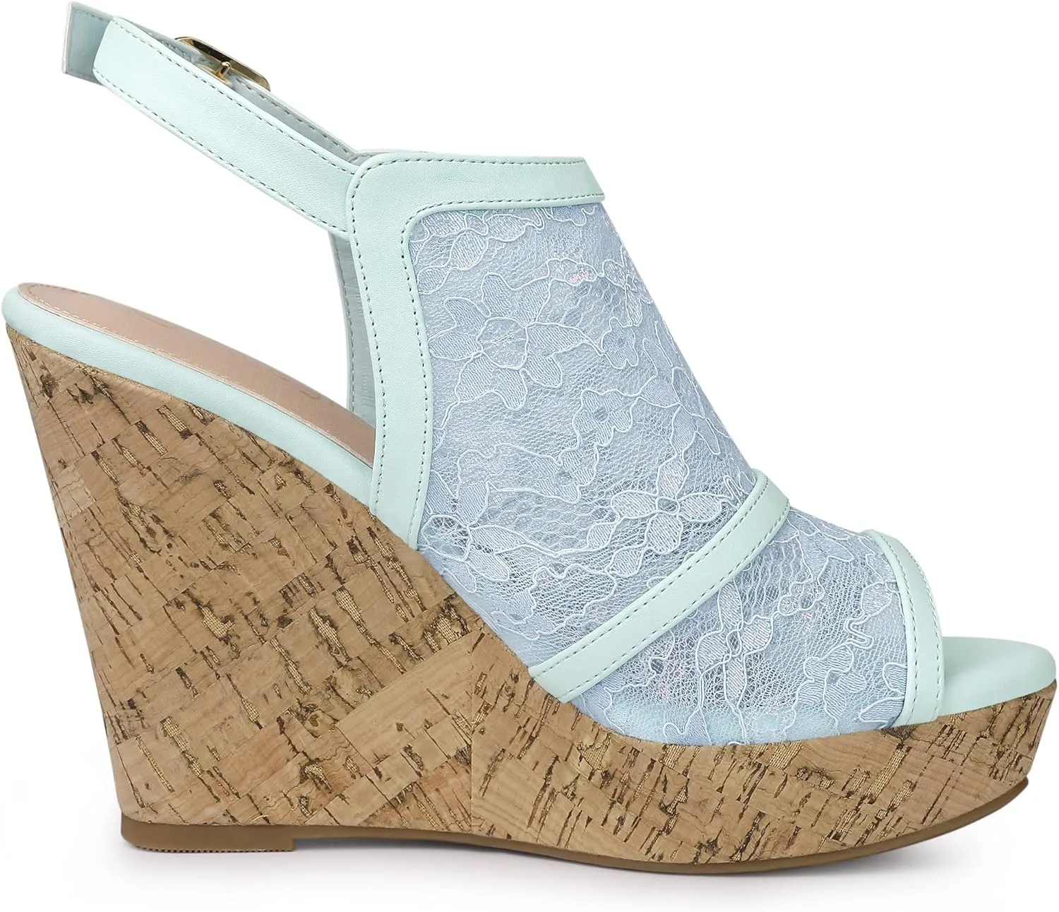 Allegra K Women's Open Toe Platform Heel Lace Wedges Sandals