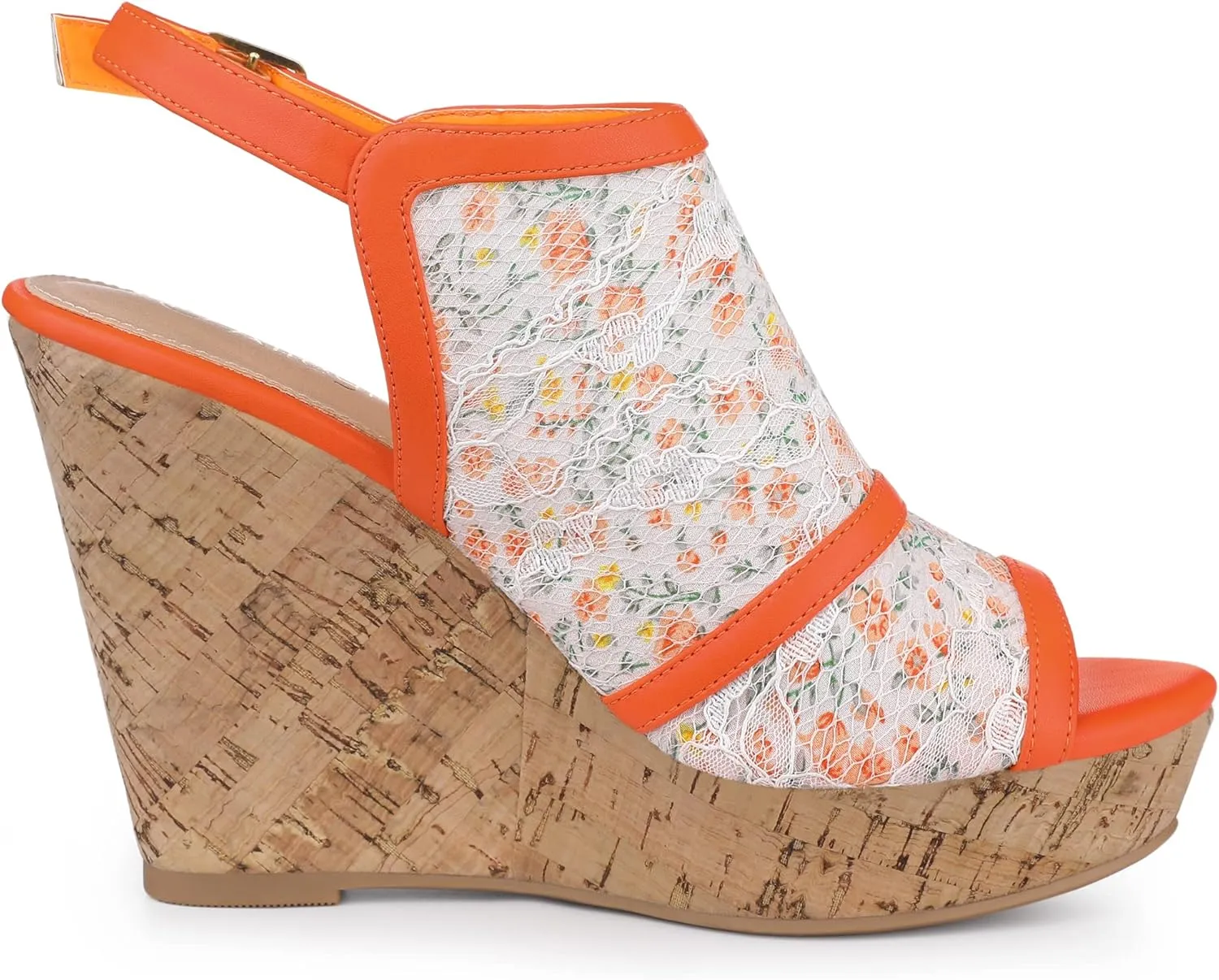 Allegra K Women's Open Toe Platform Heel Lace Wedges Sandals