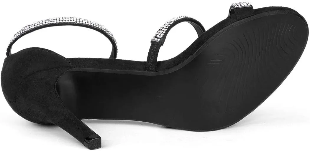 Allegra K Women's Rhinestone Ankle Strap Stiletto High Heels Sandals