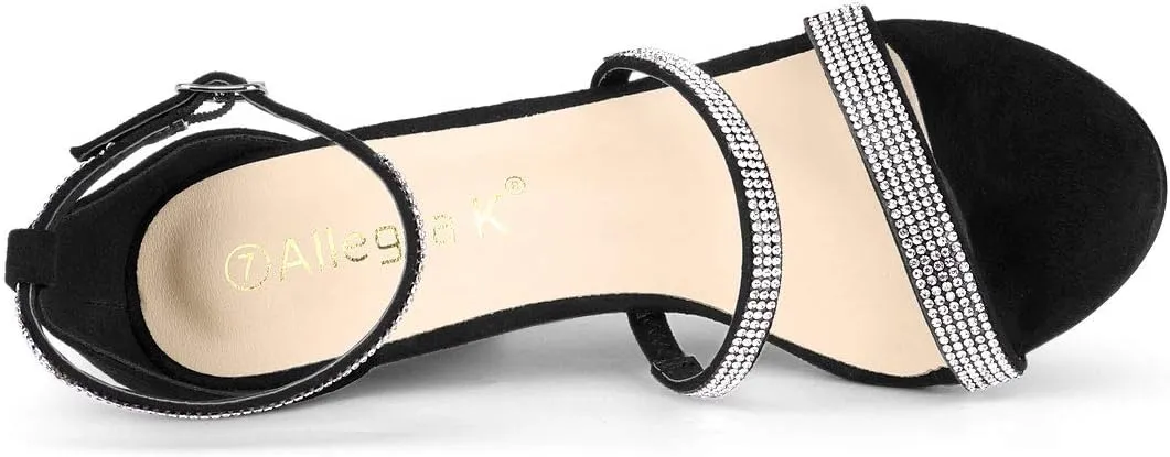 Allegra K Women's Rhinestone Ankle Strap Stiletto High Heels Sandals