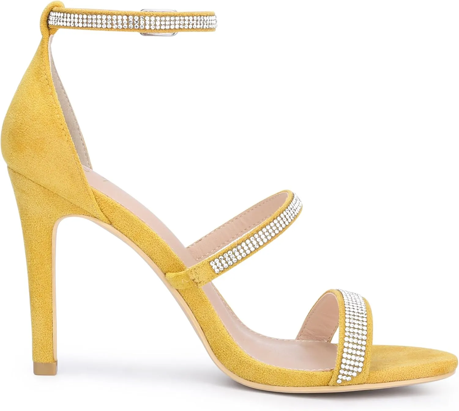 Allegra K Women's Rhinestone Ankle Strap Stiletto High Heels Sandals