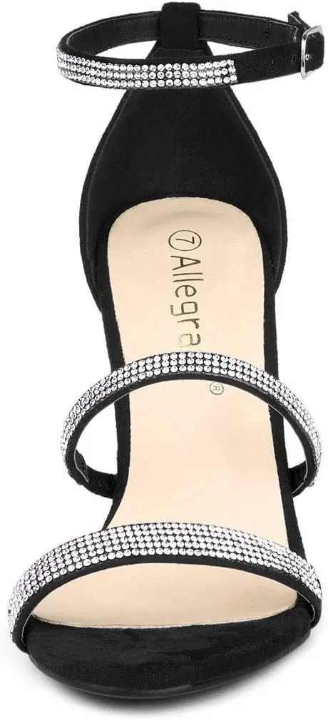 Allegra K Women's Rhinestone Ankle Strap Stiletto High Heels Sandals