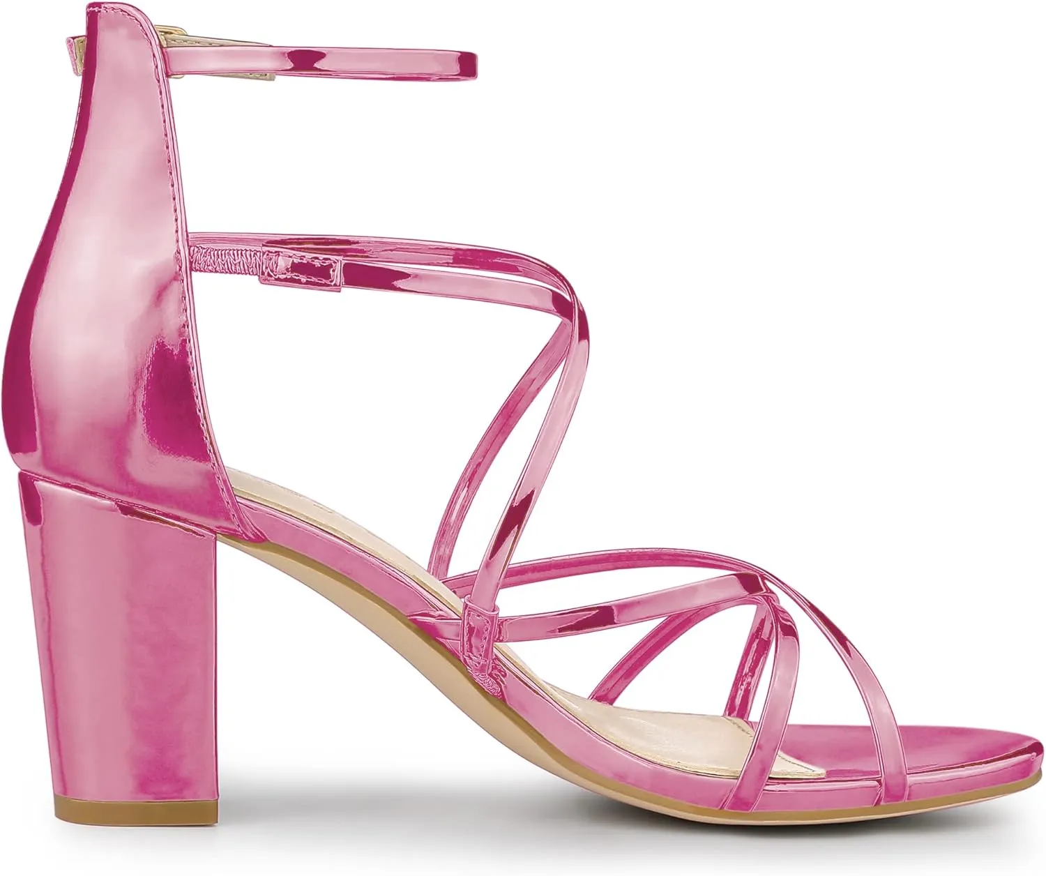 Allegra K Women's Strappy Crisscross Strap Opened Toe Block Heels Sandals