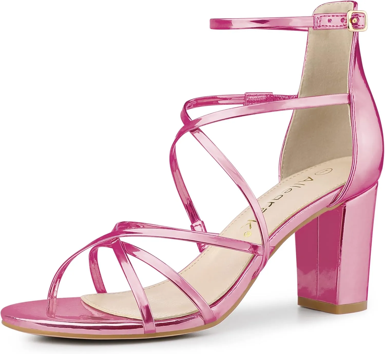 Allegra K Women's Strappy Crisscross Strap Opened Toe Block Heels Sandals