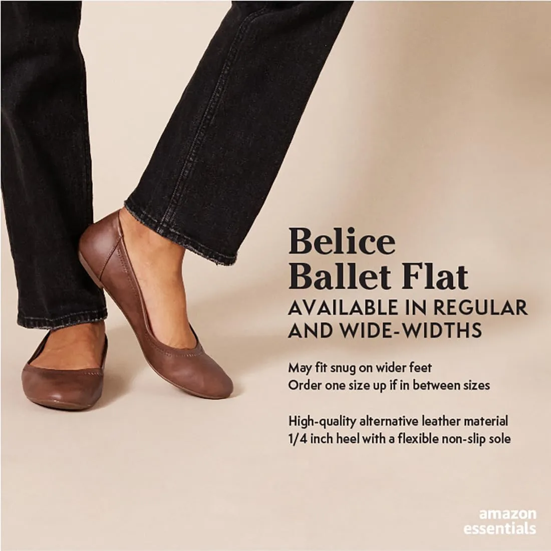 Amazon Essentials Women's Belice Slip On Ballet Flat