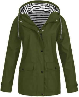 Aniywn Long Rain Jacket Women Lightweight Rain Coat Hooded Active Outdoor Jackets Zipper Waterproof Windbreaker Coat Women