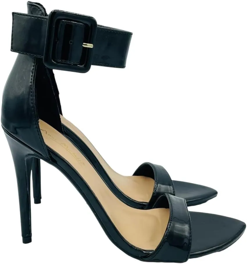 Anne Michelle Women's Open Toe Stiletto Heel Sandals Ankle Strap High Heel Sandals