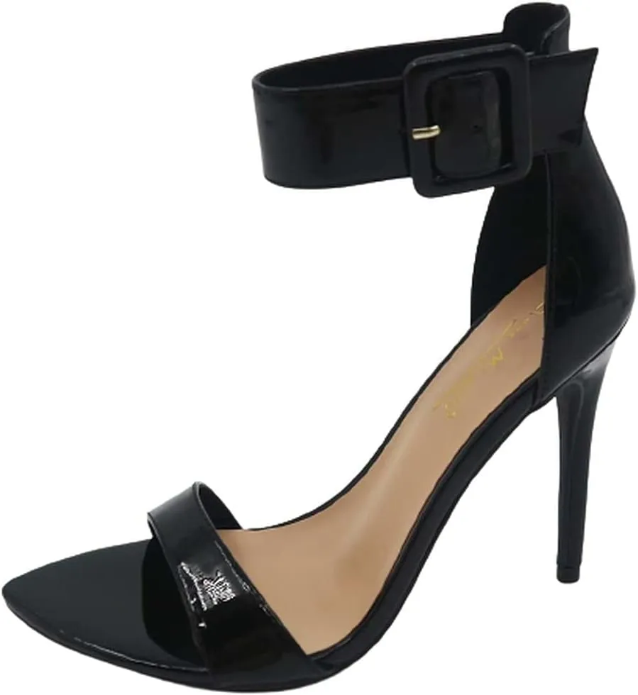 Anne Michelle Women's Open Toe Stiletto Heel Sandals Ankle Strap High Heel Sandals