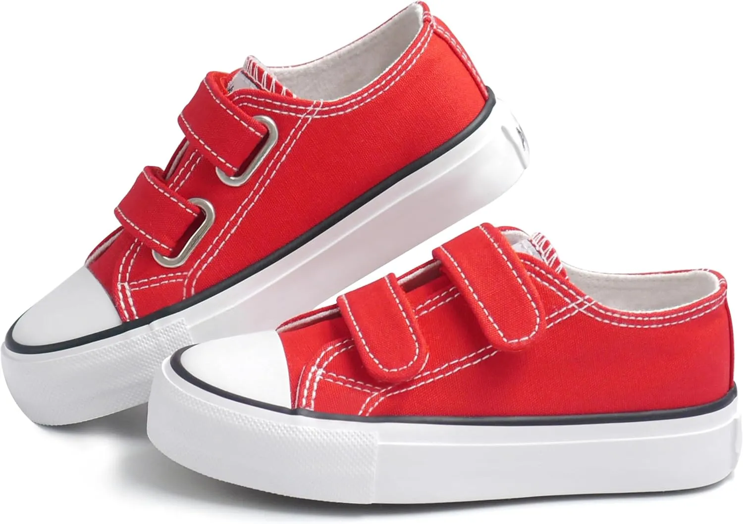ANTLULU Boys and Girls Canvas Shoes Dual Adjustable Hook and Loop Classic Low Top Kids Sneakers