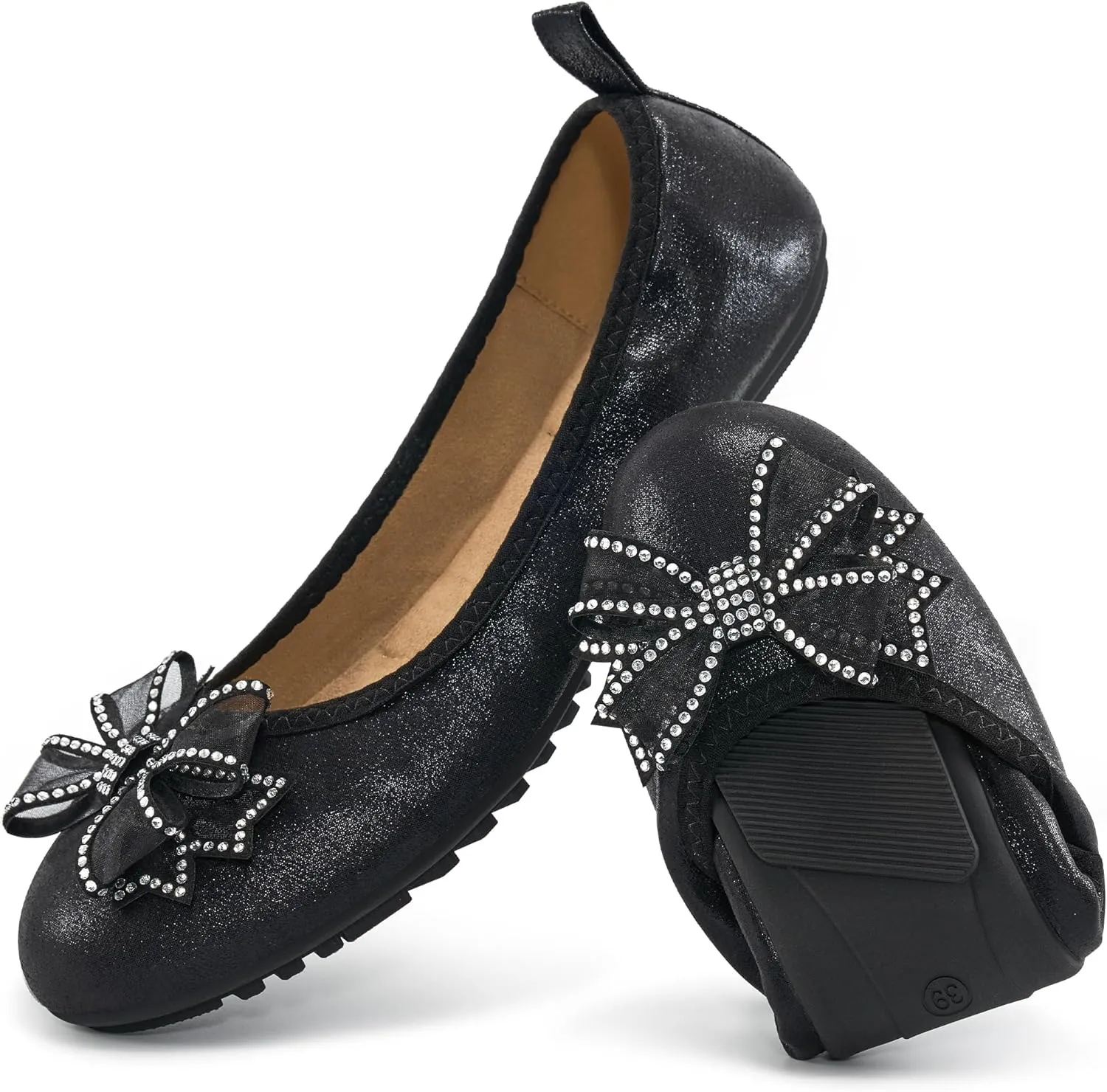 Aomigoct Ballet Flats for Women Shoes: Comfortable Round Toe Work Flats - Ladies Wedding Slip On Dressy Shoes