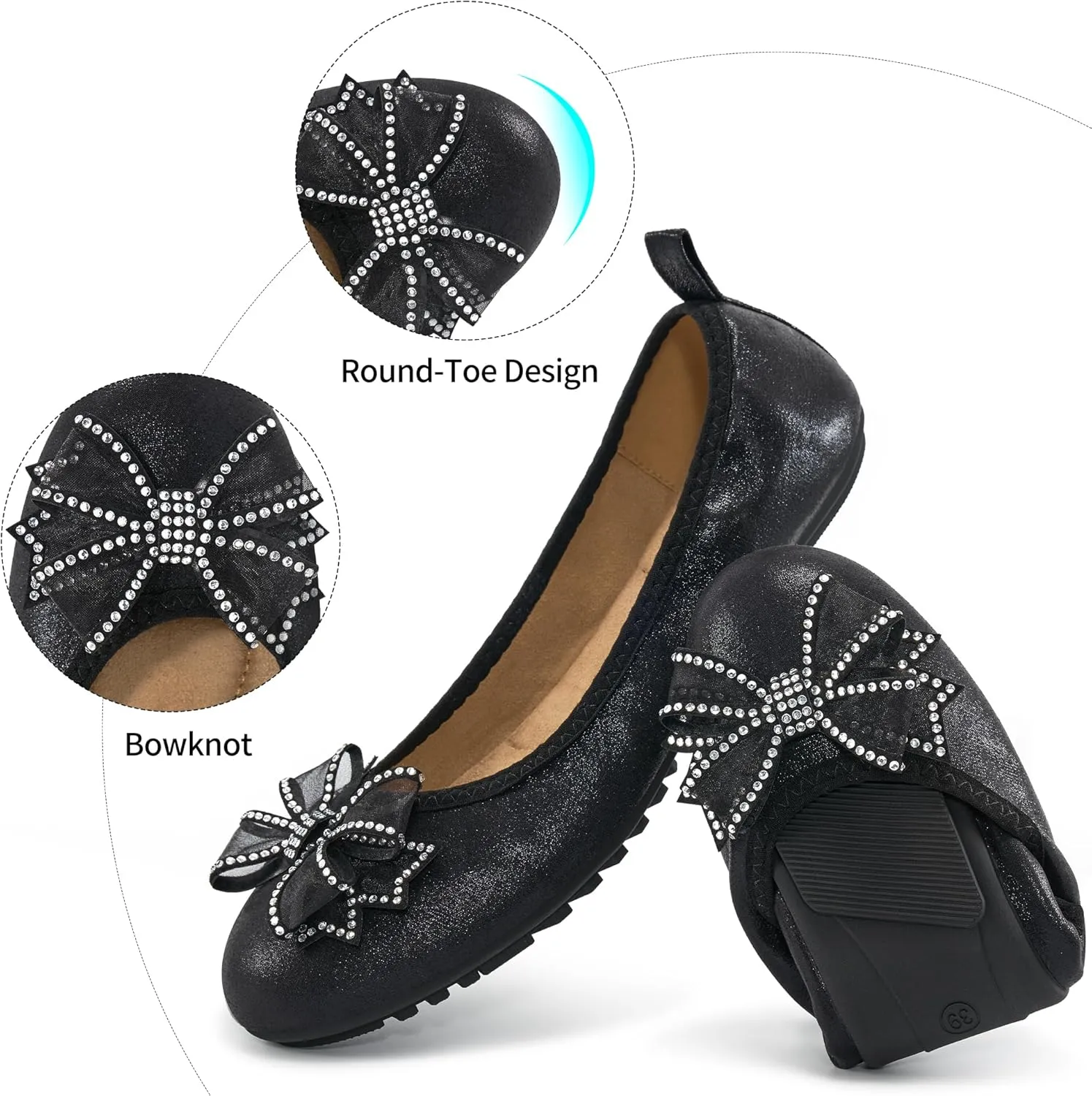 Aomigoct Ballet Flats for Women Shoes: Comfortable Round Toe Work Flats - Ladies Wedding Slip On Dressy Shoes