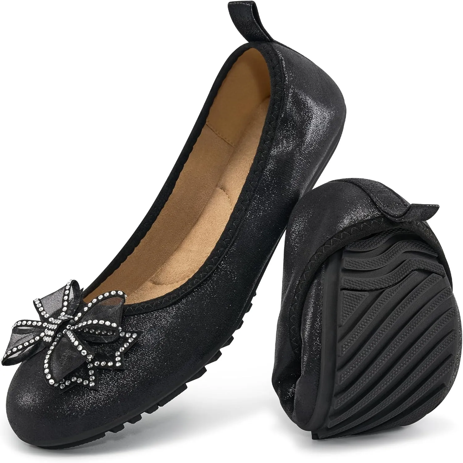 Aomigoct Ballet Flats for Women Shoes: Comfortable Round Toe Work Flats - Ladies Wedding Slip On Dressy Shoes