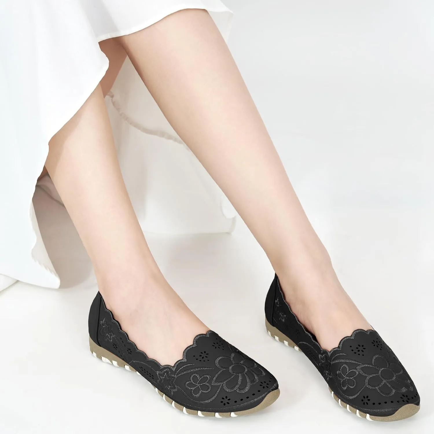 Aomigoct Flats for Women Ballet Shoes: Comfortable Round Toe Dress Womens Flats Casual Slip on Walking Shoes