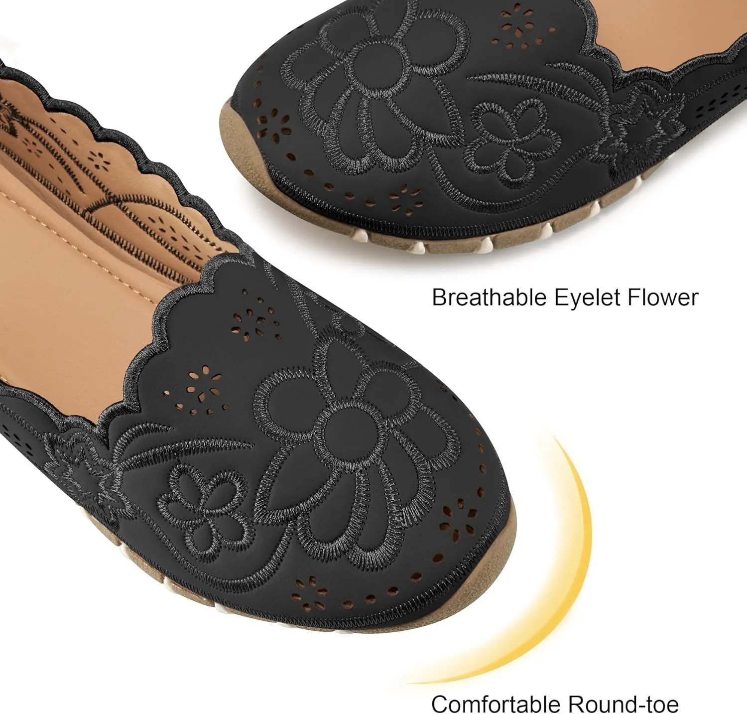 Aomigoct Flats for Women Ballet Shoes: Comfortable Round Toe Dress Womens Flats Casual Slip on Walking Shoes