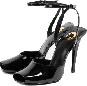 Arqa Womens Stilleto Sandals Covered Square Open Toe Pumps Adjustable Ankle Strap Office Party Dressy Shoes Summer Sexy Elegant 4.1 IN Heels