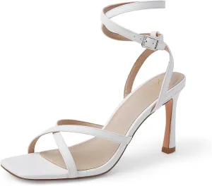 Arromic High Stilettos Heeled Sandals for Women Strappy Square Toe Heel Open Toe Heels Dressy Wedding Shoes Pumps Sandals