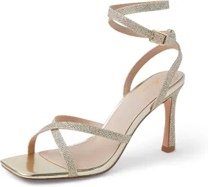 Arromic High Stilettos Heeled Sandals for Women Strappy Square Toe Heel Open Toe Heels Dressy Wedding Shoes Pumps Sandals