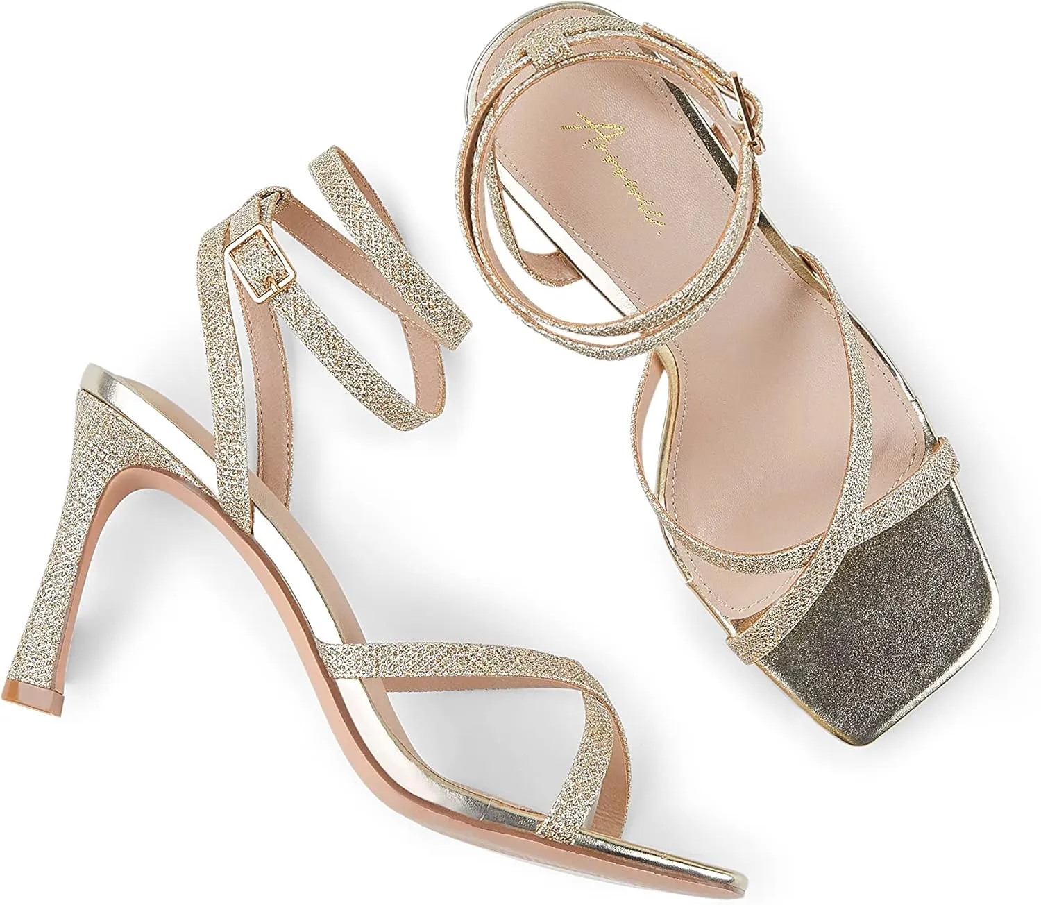 Arromic High Stilettos Heeled Sandals for Women Strappy Square Toe Heel Open Toe Heels Dressy Wedding Shoes Pumps Sandals