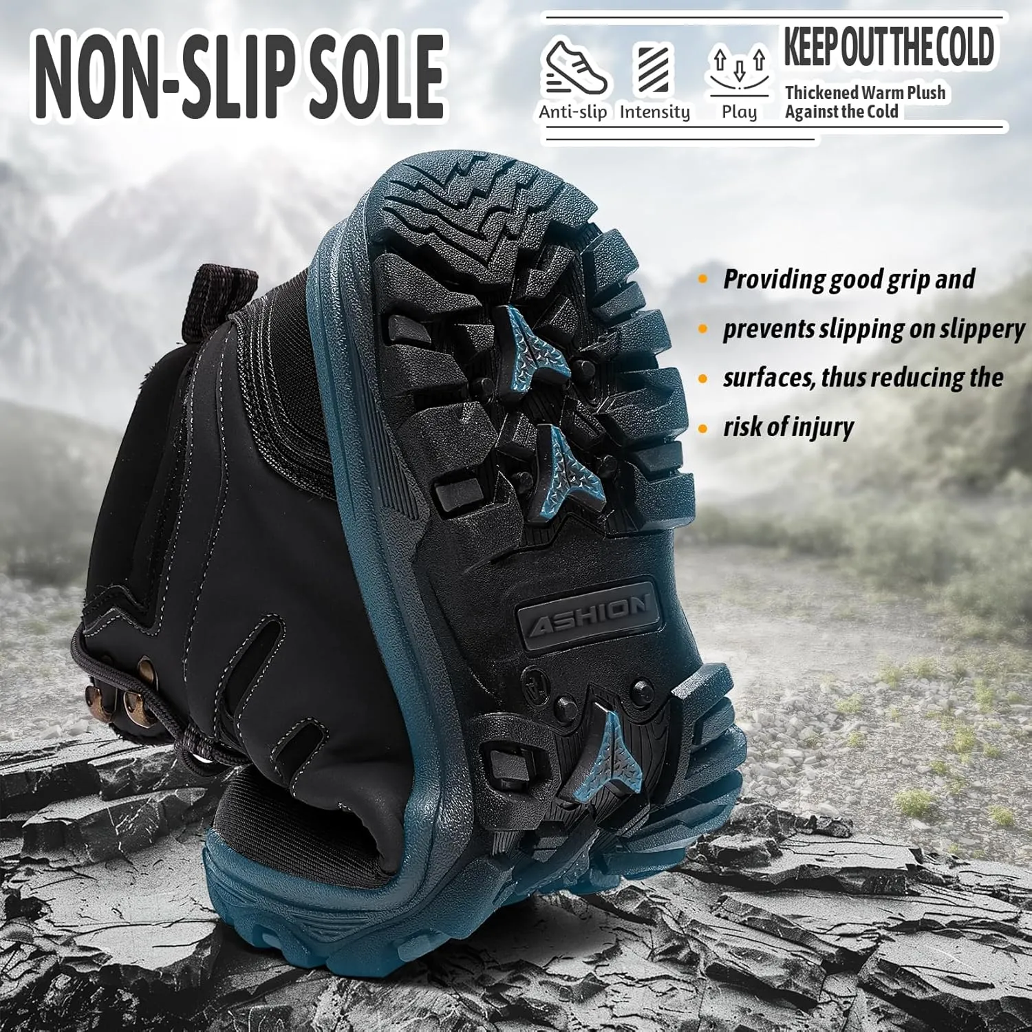 ASHION Mens Snow Boots Barefoot Winter Shoes Hiking Footwear Fur Lined Warm Ankle Boots Zero Drop Sole Comfortable Outdoor Walking Shoes Booties