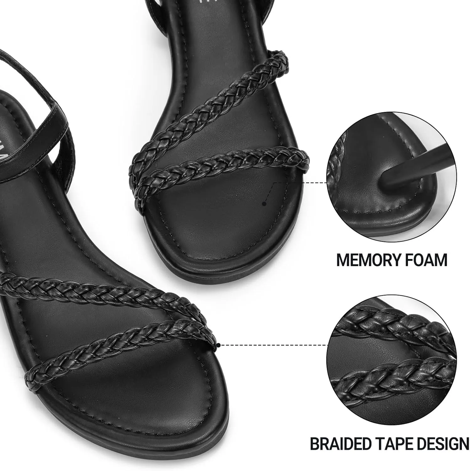 ATHMILE Womens Sandals Dressy Summer Flat Comfortable On Beach Gladiator Cute Slides Casual Braided Sandals for Women 2025 Size 5-10