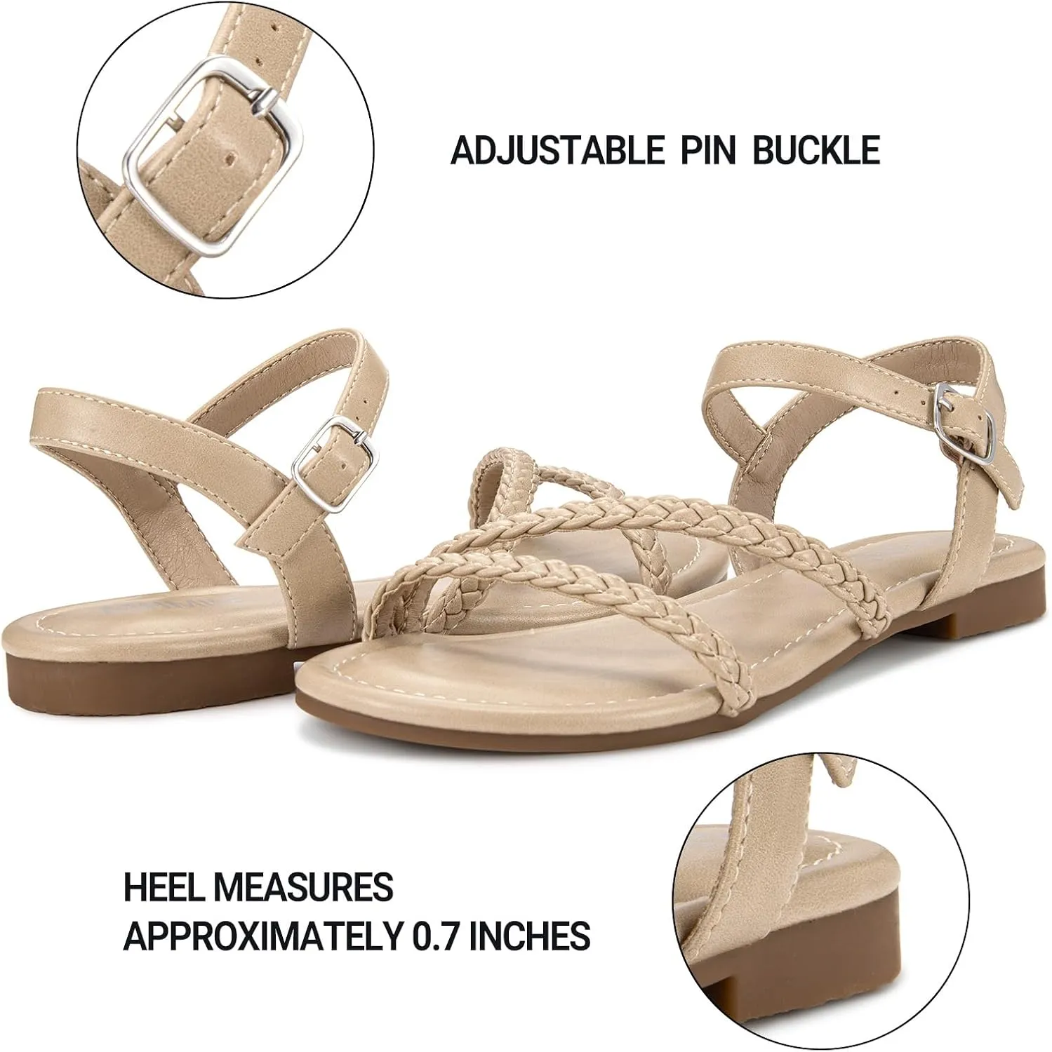 ATHMILE Womens Sandals Dressy Summer Flat Comfortable On Beach Gladiator Cute Slides Casual Braided Sandals for Women 2025 Size 5-10