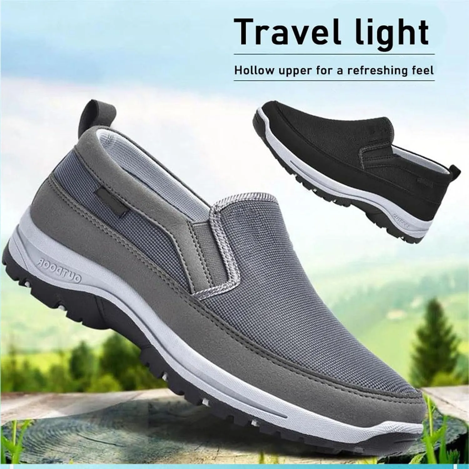 Auguscare Shoes Men, Orthowalkway Mens Shoes, Men's Arch Support Slip-On Canvas Loafers, Outdoor Orthopedic Sneakers