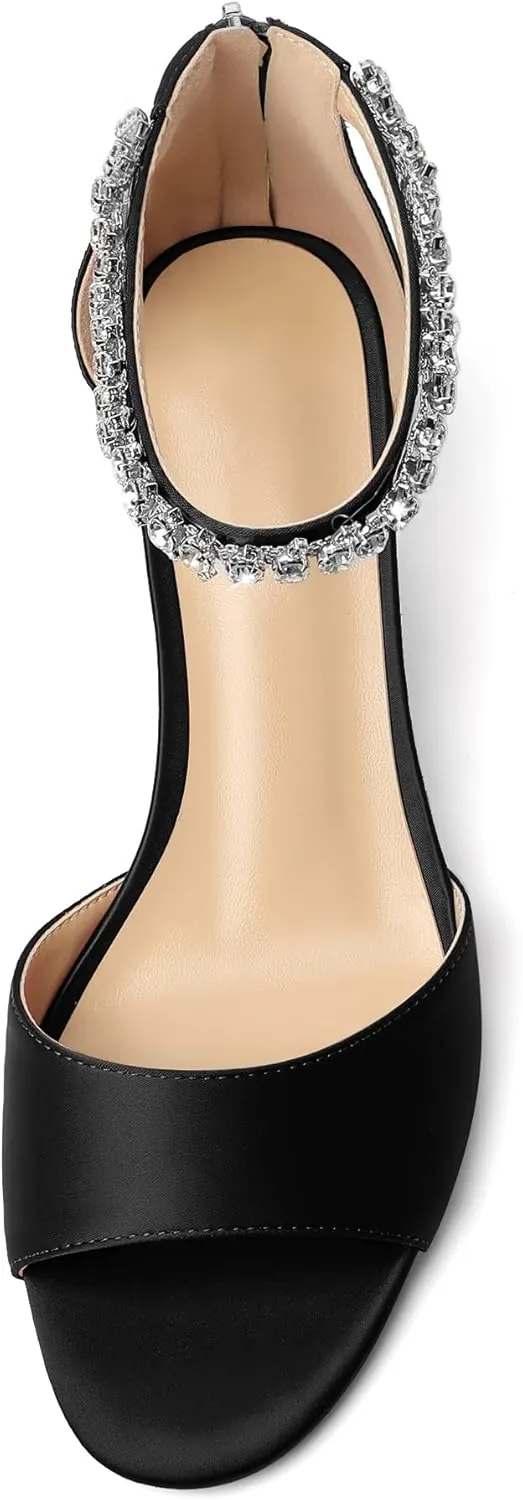 AUMOTED Women Wedge Sandals Peep Open Toe Mid Low Heel Slip-on Slingback Double Elastic Band Heeled Dress Summer Shoes 2 Inch