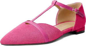 AUMOTED Women's Mary Jane Flat Pointed Toe Flats Low Heel D'Orsay Slip-on Pumps Casual Walking Shoes