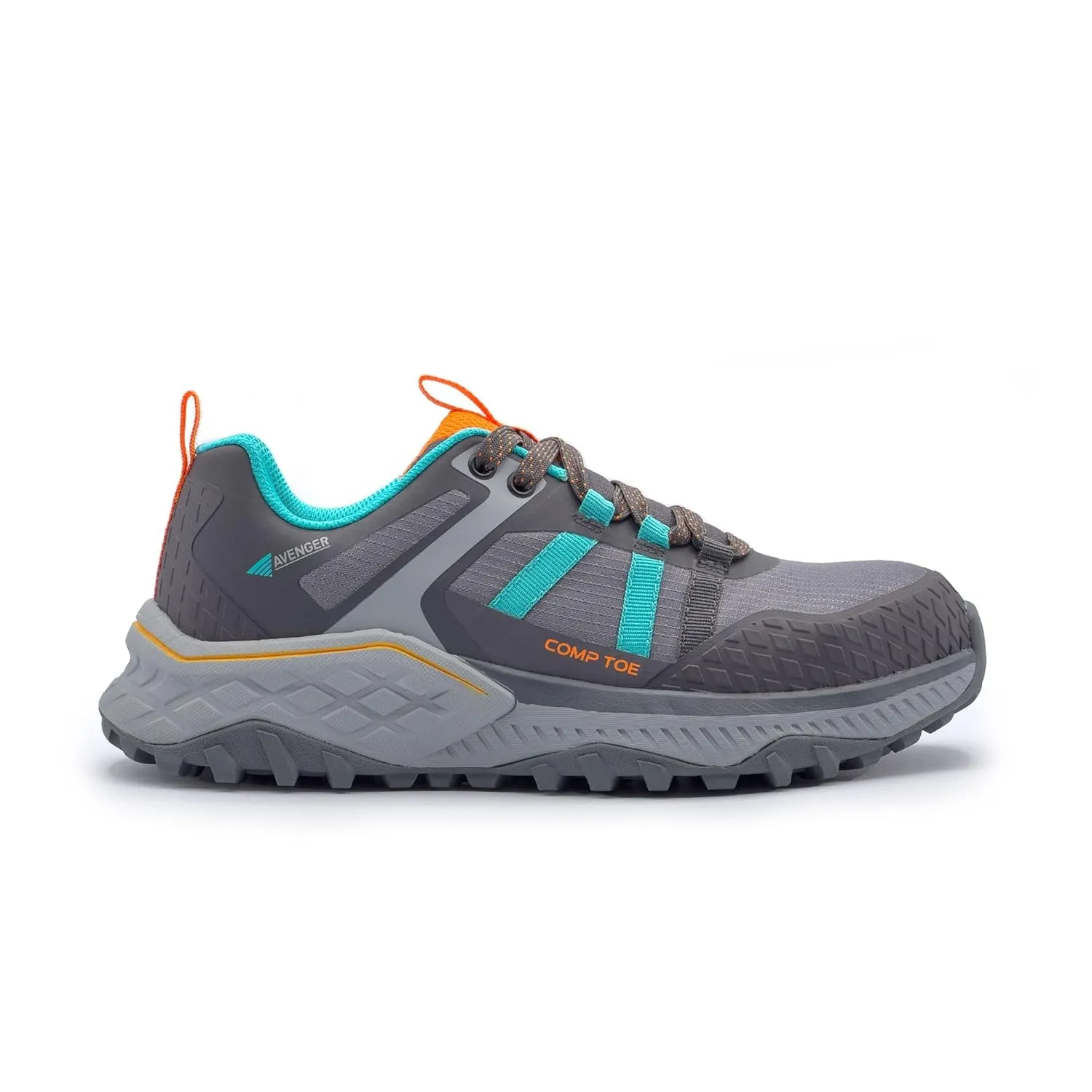 Avenger Work Boots Women's Composite Toe Aero Trail Industrial Shoe, Grey/Teal, 7 Wide