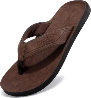 AX BOXING Mens Flip Flops Leather Thong Sandals Casual Comfort Slides Slippers