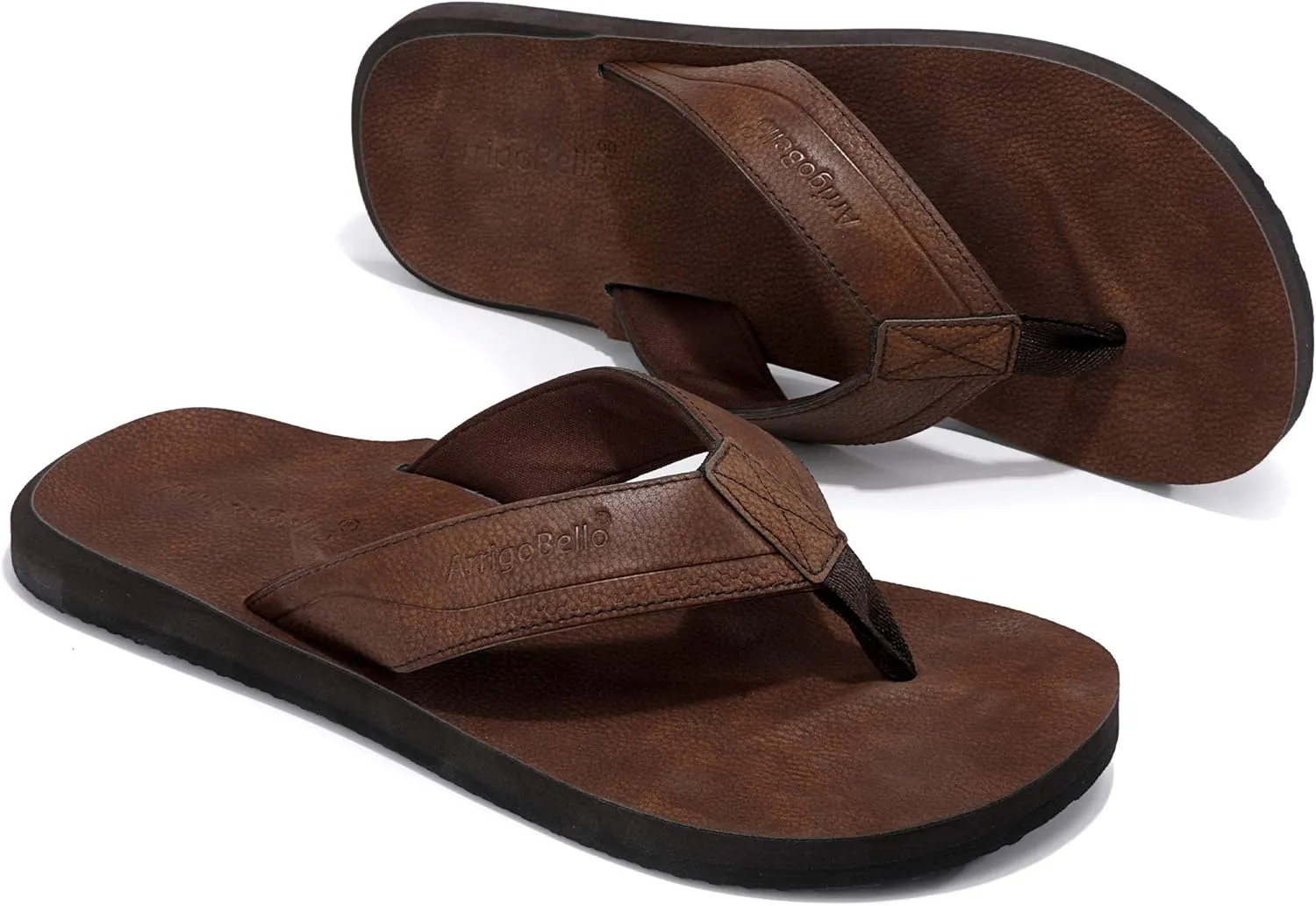 AX BOXING Mens Flip Flops Leather Thong Sandals Casual Comfort Slides Slippers