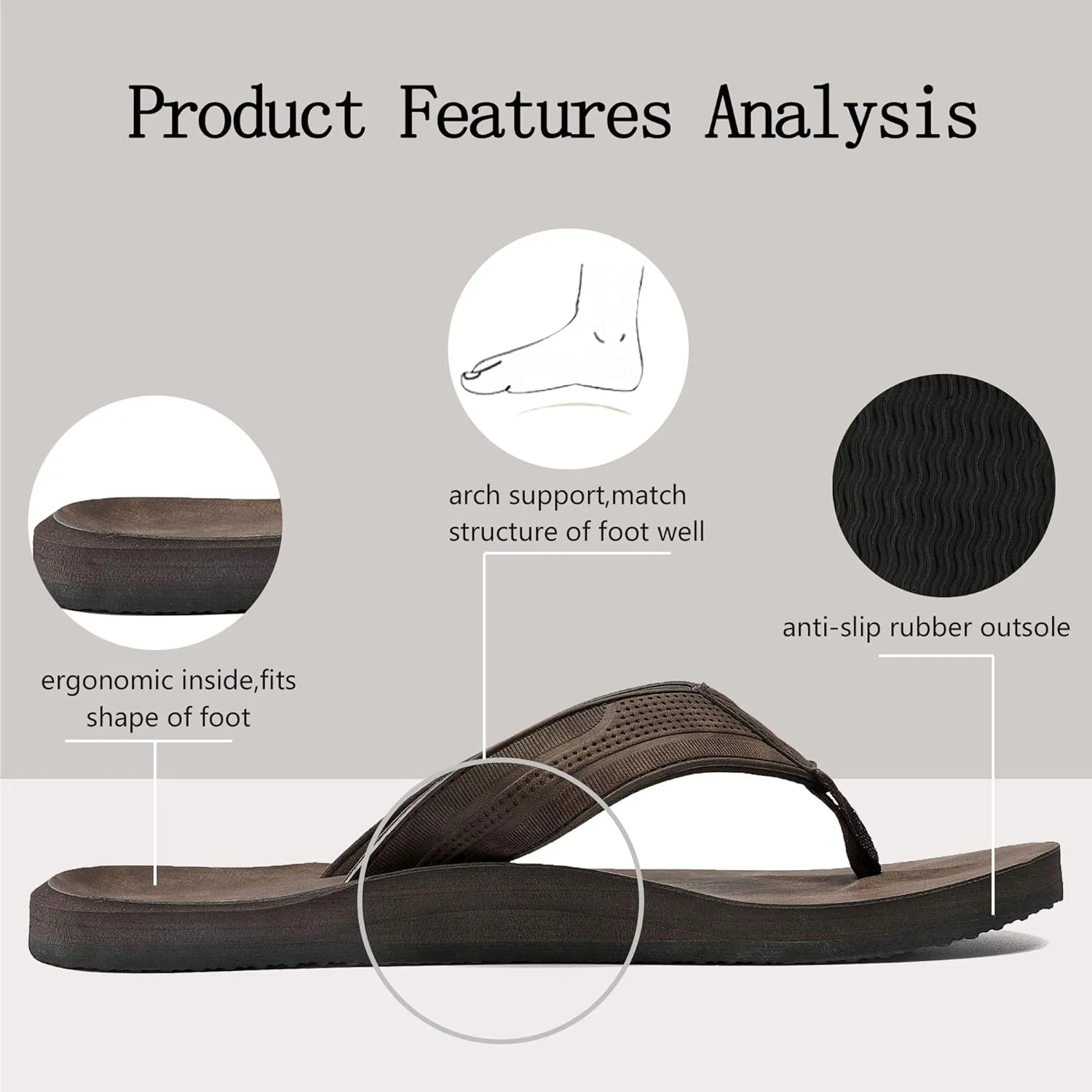 AX BOXING Mens Flip Flops Leather Thong Sandals Casual Comfort Slides Slippers
